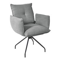 ARMLEHNSTUHL  in Stahl Struktur  - Hellgrau/Schwarz, Design, Textil/Metall (65/90/70cm) - Dieter Knoll