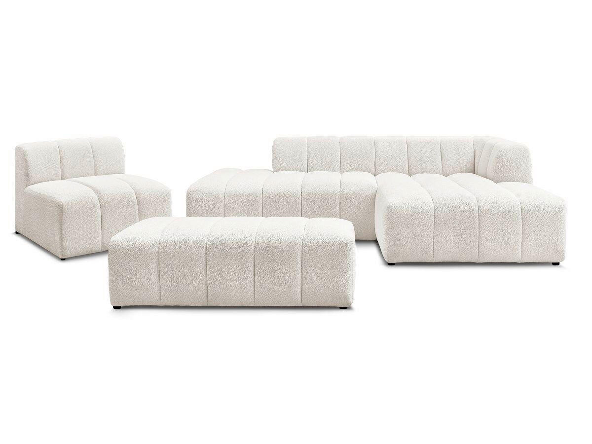 ECKSOFA Ottomane rechts  ANNECY Weiß Bouclé  - Schwarz/Weiß, MODERN, Kunststoff/Textil (262/170cm)