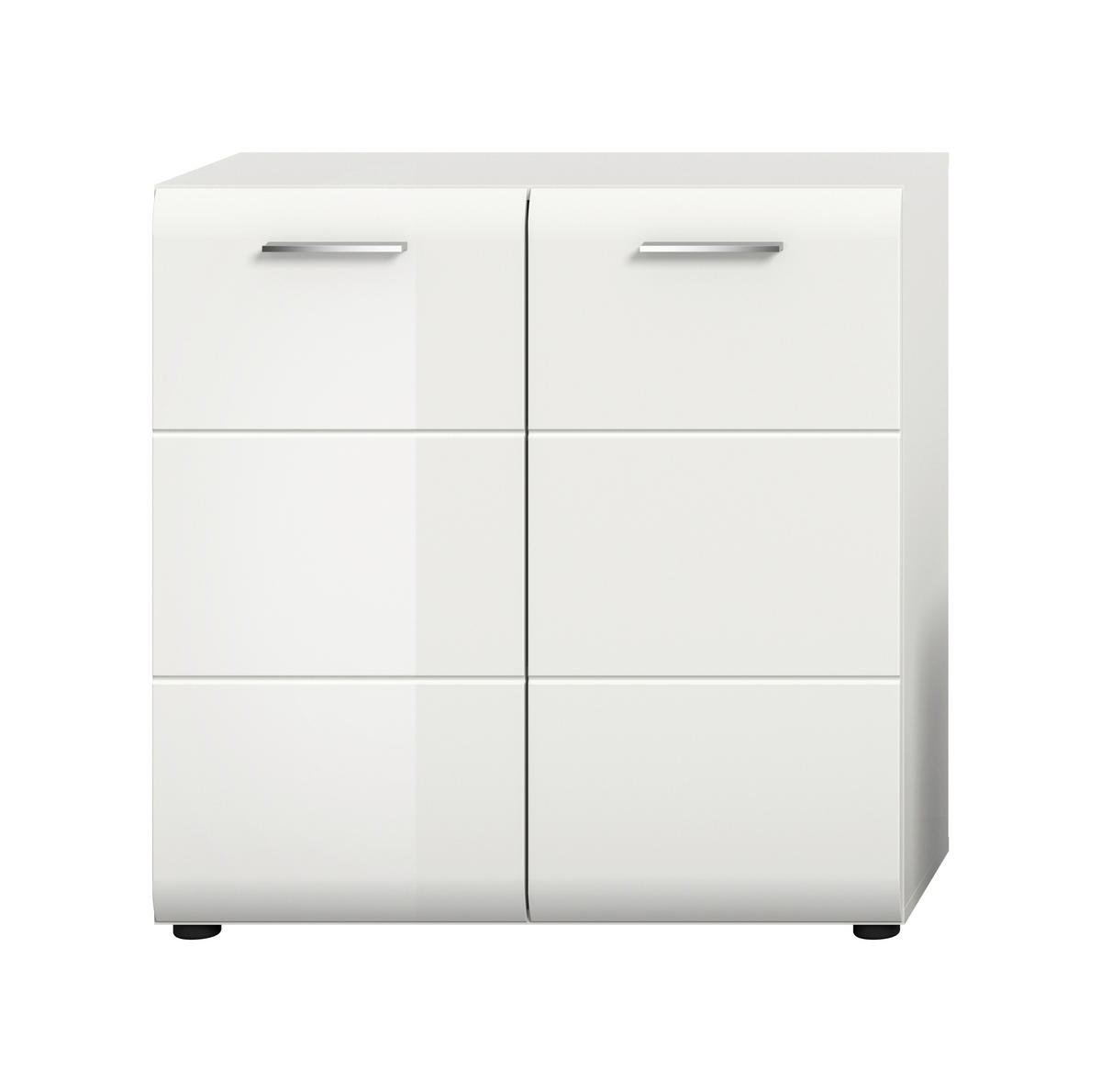 KOMMODE , 80/81/34 cm,  - Weiß Hochglanz/Silberfarben, Design, Holzwerkstoff/Kunststoff (80/81/34cm) - Livetastic