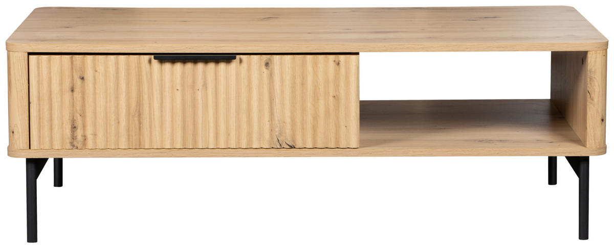 COUCHTISCH 110/60/37 cm rechteckig Schwarz, Eiche Artisan  - Schwarz/Eiche Artisan, Design, Holzwerkstoff/Metall (110/60/37cm) - MID.YOU