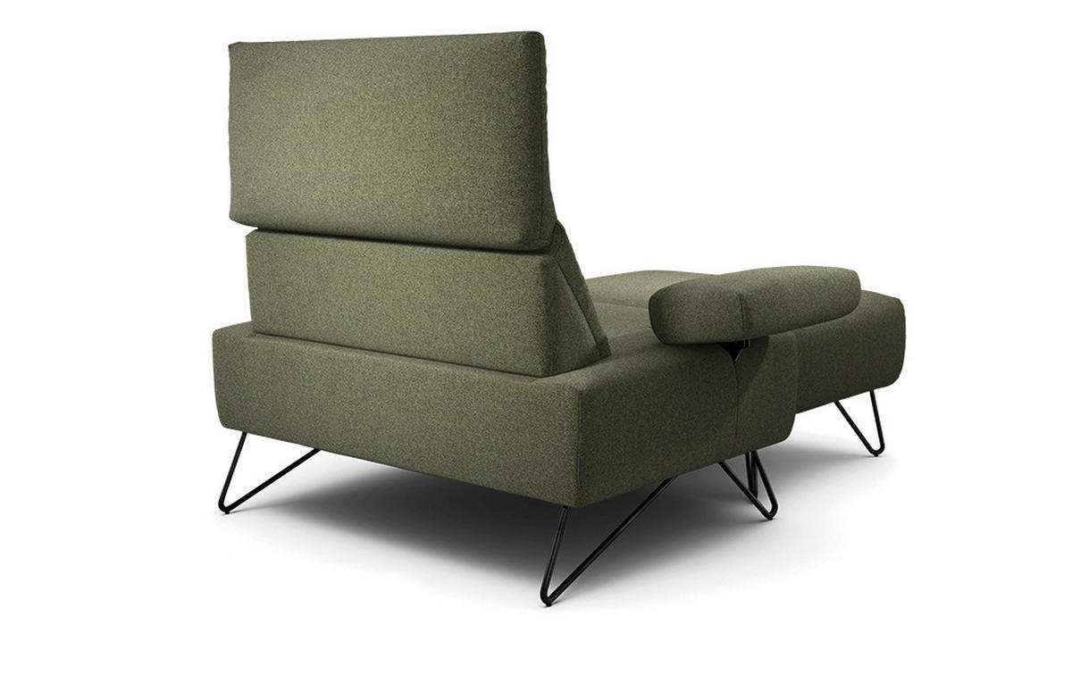 SESSELSET Chenille Armteilverstellung, Hocker    - Waldgrün/Schwarz, Design, Textil/Metall (114-142/85/86-94cm) - SENSOO