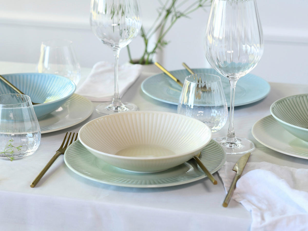 JEDÁLENSKÝ SERVIS, porcelán - krémová/pastelová modrá, Basics, keramika - Creatable