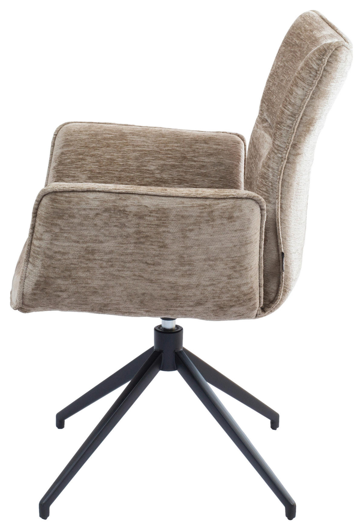 ARMLEHNSTUHL  Wippfunktion, Sitzfläche 360° drehbar Webstoff  - Schwarz/Braun, Design, Textil/Metall (62/92/66cm) - Stylife