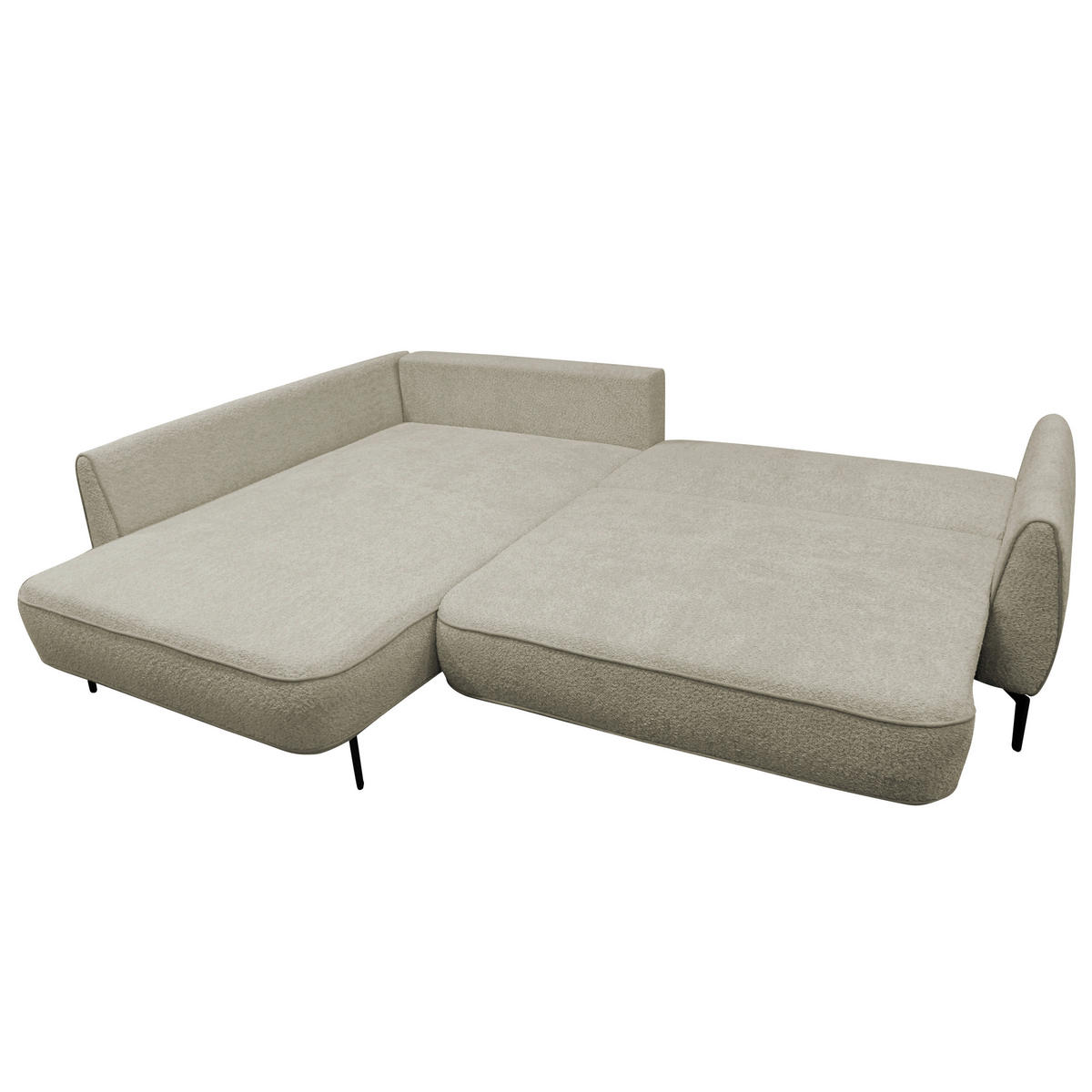ECKSOFA Creme Bouclé  - Creme/Schwarz, Design, Textil/Metall (204/273cm) - MID.YOU