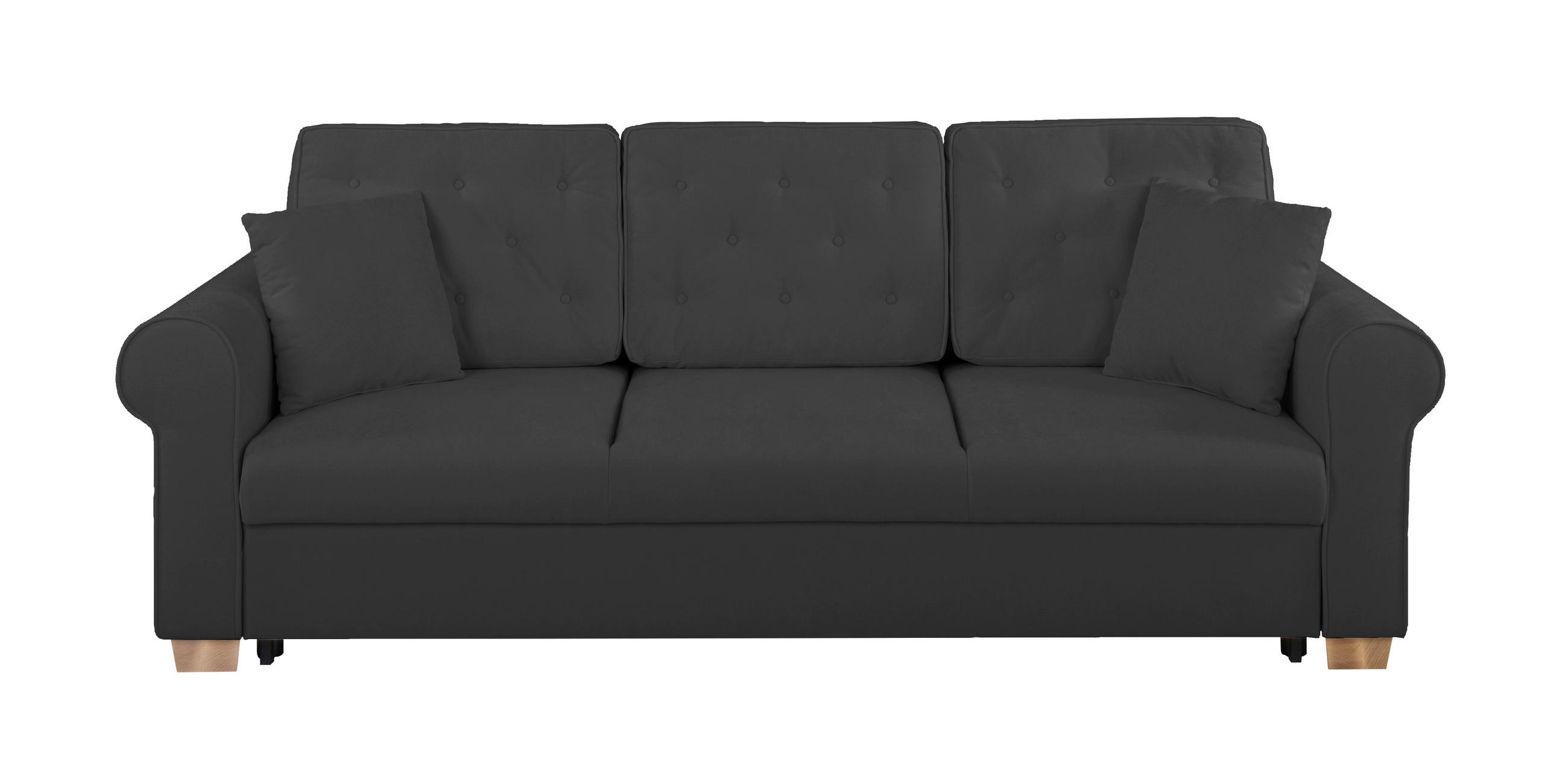 SCHLAFSOFA Chenille Anthrazit  - Anthrazit/Buchefarben, Design, Holz/Textil (240/94/98cm) - MID.YOU