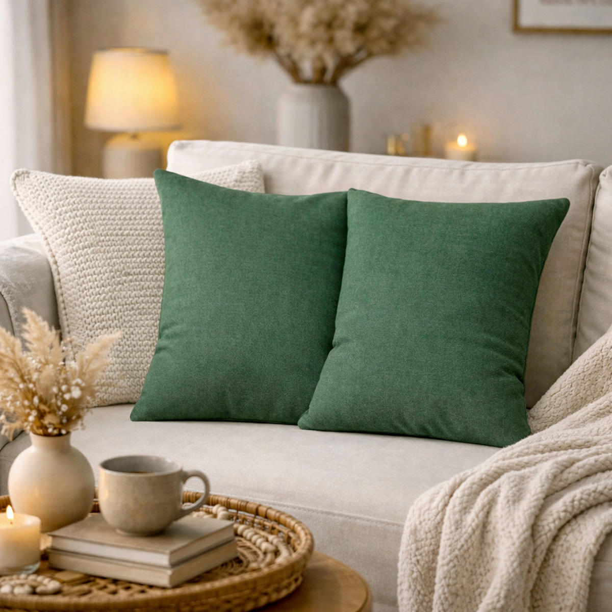 KISSENHÜLLEN-SET ELMER 50/50 cm  - Grün, Basics, Textil (50/50cm)