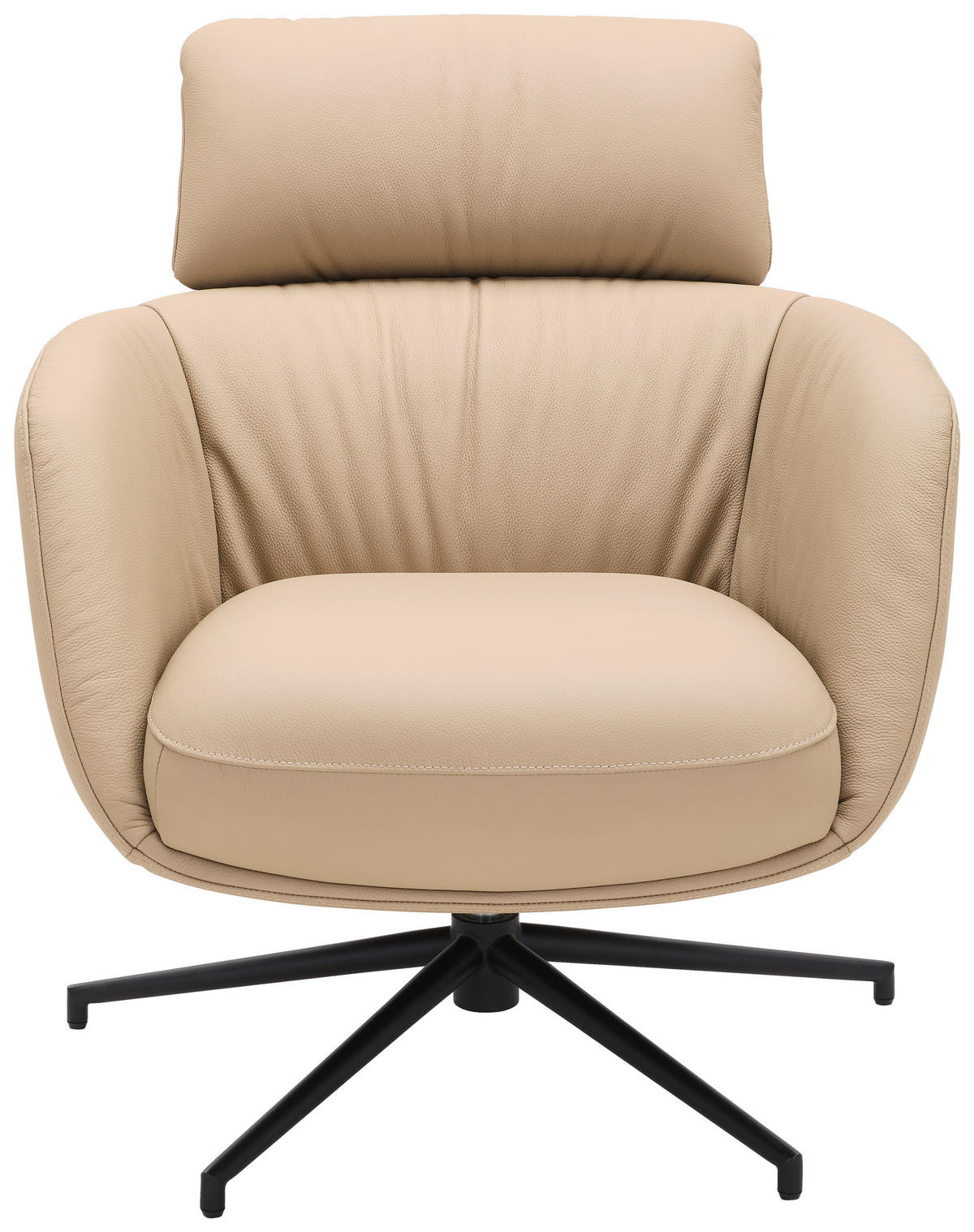 RELAXSESSEL Echtleder    - Hellbraun/Schwarz, Design, Leder/Metall (73/86/83cm) - Dieter Knoll