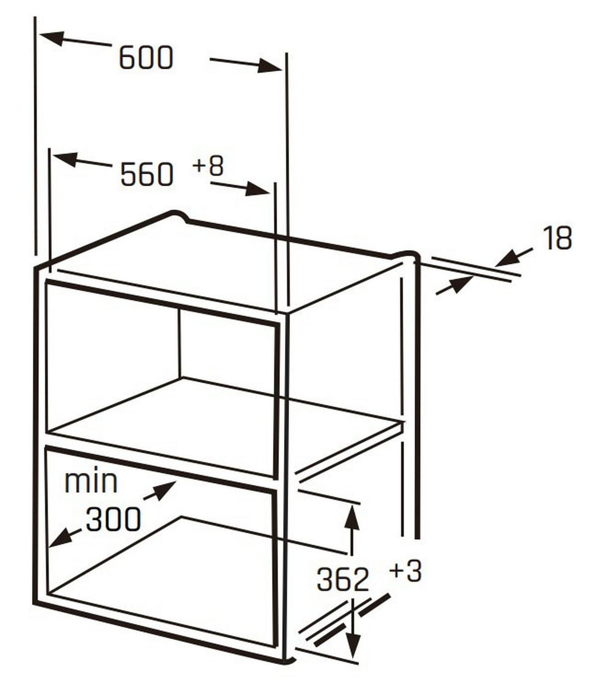 Cuptor Microunde Încorporabil - negru, Basics, sticlă/metal (60/38,2/32cm) - Mican