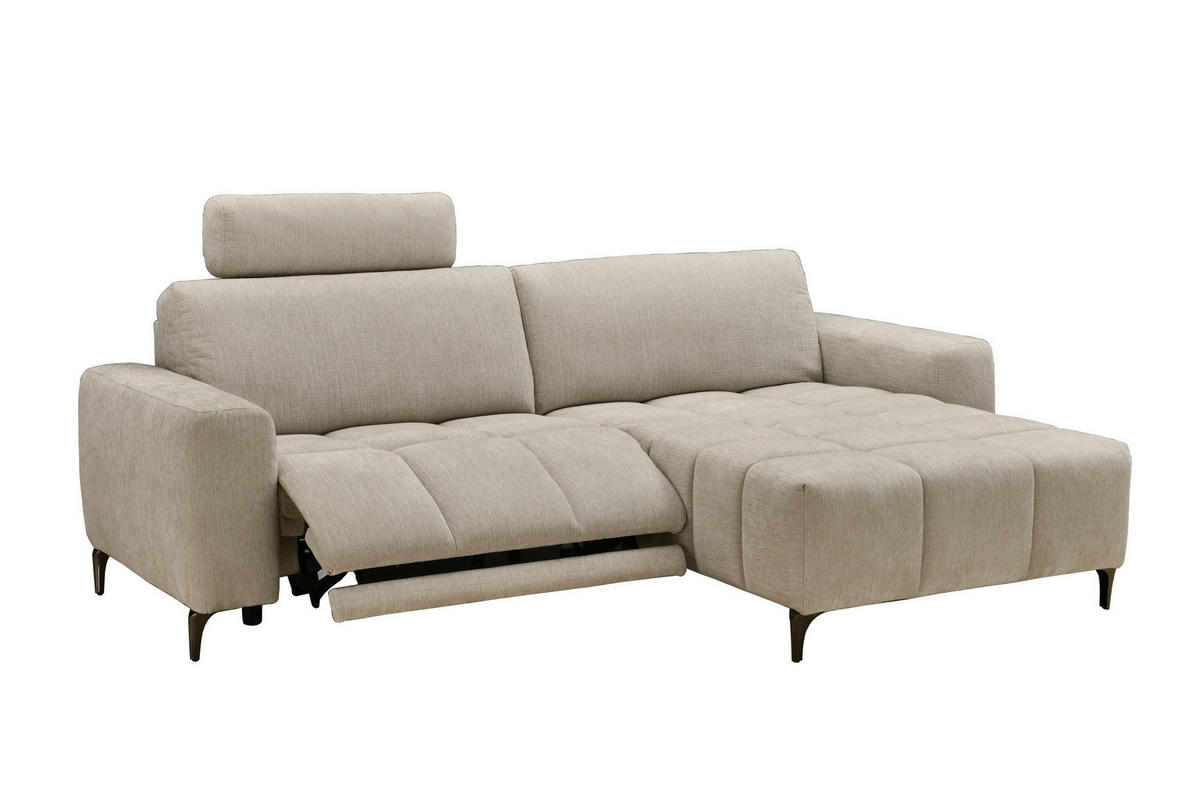 ECKSOFA in Chenille Beige  246/165 cm  - Beige/Schwarz, Design, Textil/Metall (246/165cm) - Carryhome