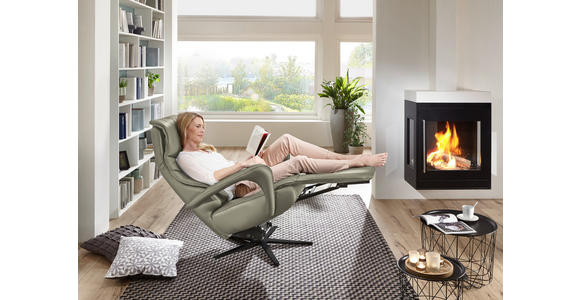 RELAXSESSEL in Leder Hellgrau - Hellgrau/Schwarz, Design, Leder/Metall (75/106/88cm) - Dieter Knoll