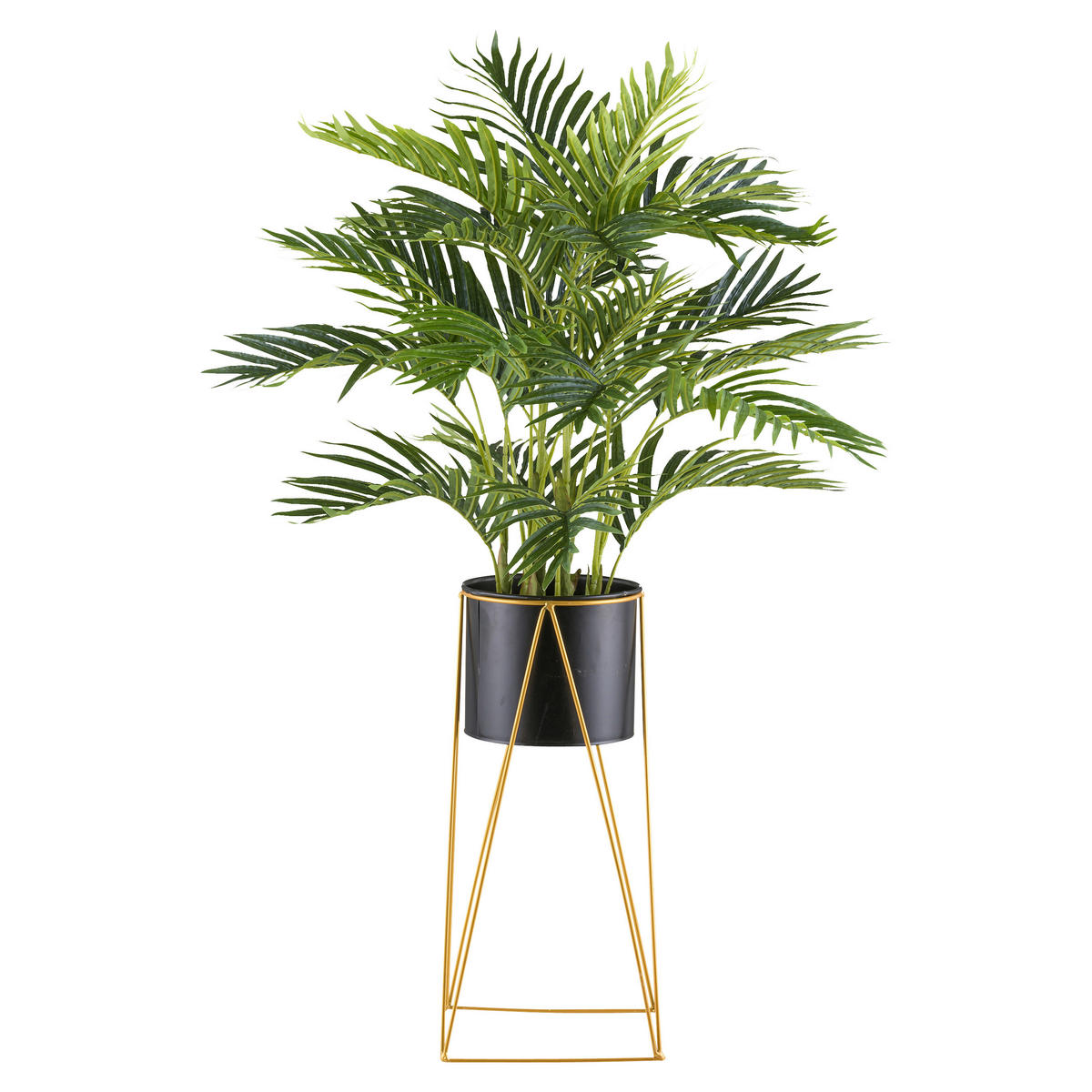 KUNSTPFLANZE Palme 110 cm  - Goldfarben/Schwarz, Design, Kunststoff/Metall (110cm) - P & B