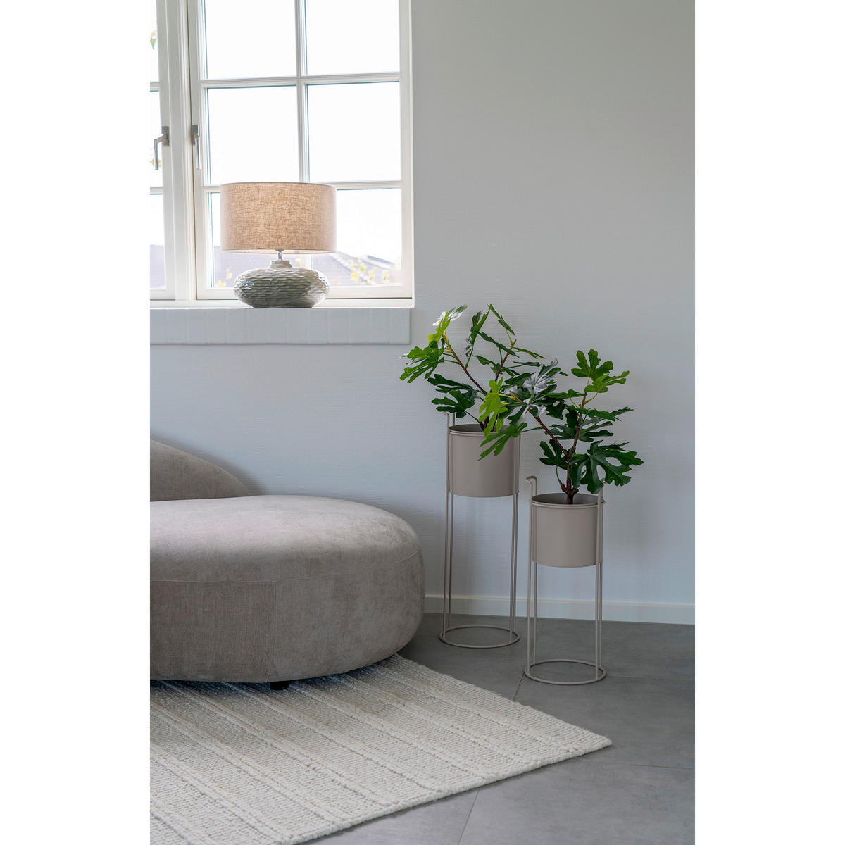 TISCHLEUCHTE - Beige/Silberfarben, Basics, Keramik/Textil (36/44cm)