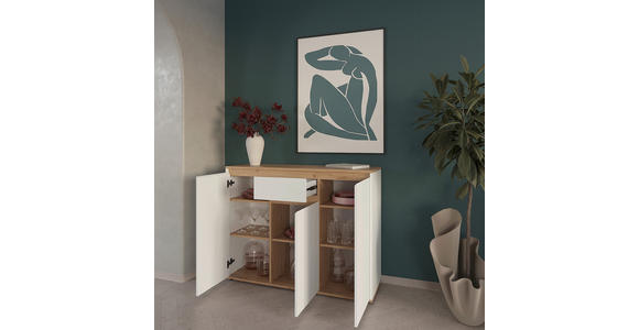 SIDEBOARD  120/93/38 cm 1 Schublade(n)  - Schwarz/Weiß, MODERN, Holzwerkstoff/Kunststoff (120/93/38cm) - Carryhome