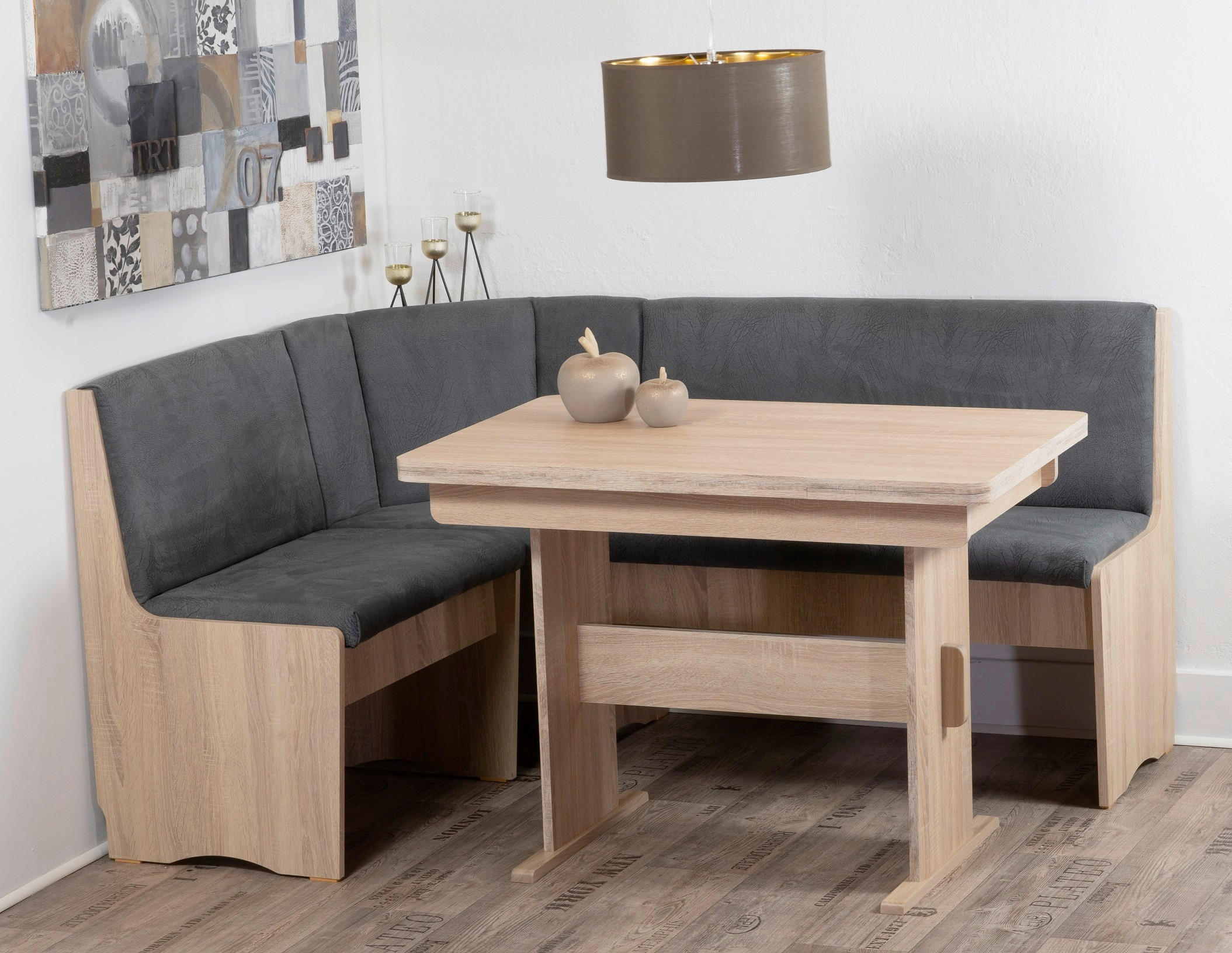 ECKBANKGRUPPE Mikrofaser Sonoma Eiche, Grau  - Grau/Sonoma Eiche, KONVENTIONELL, Holz/Textil (165/89/125cm) - MID.YOU