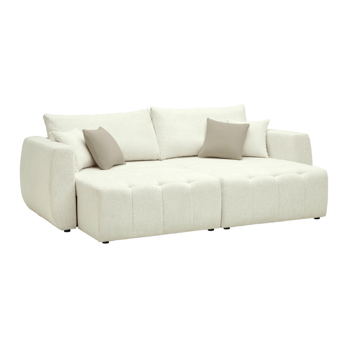 SCHLAFSOFA in Chenille, Jacquard Beige  - Beige/Schwarz, Kunststoff/Textil (245/74-90/104cm) - MID.YOU