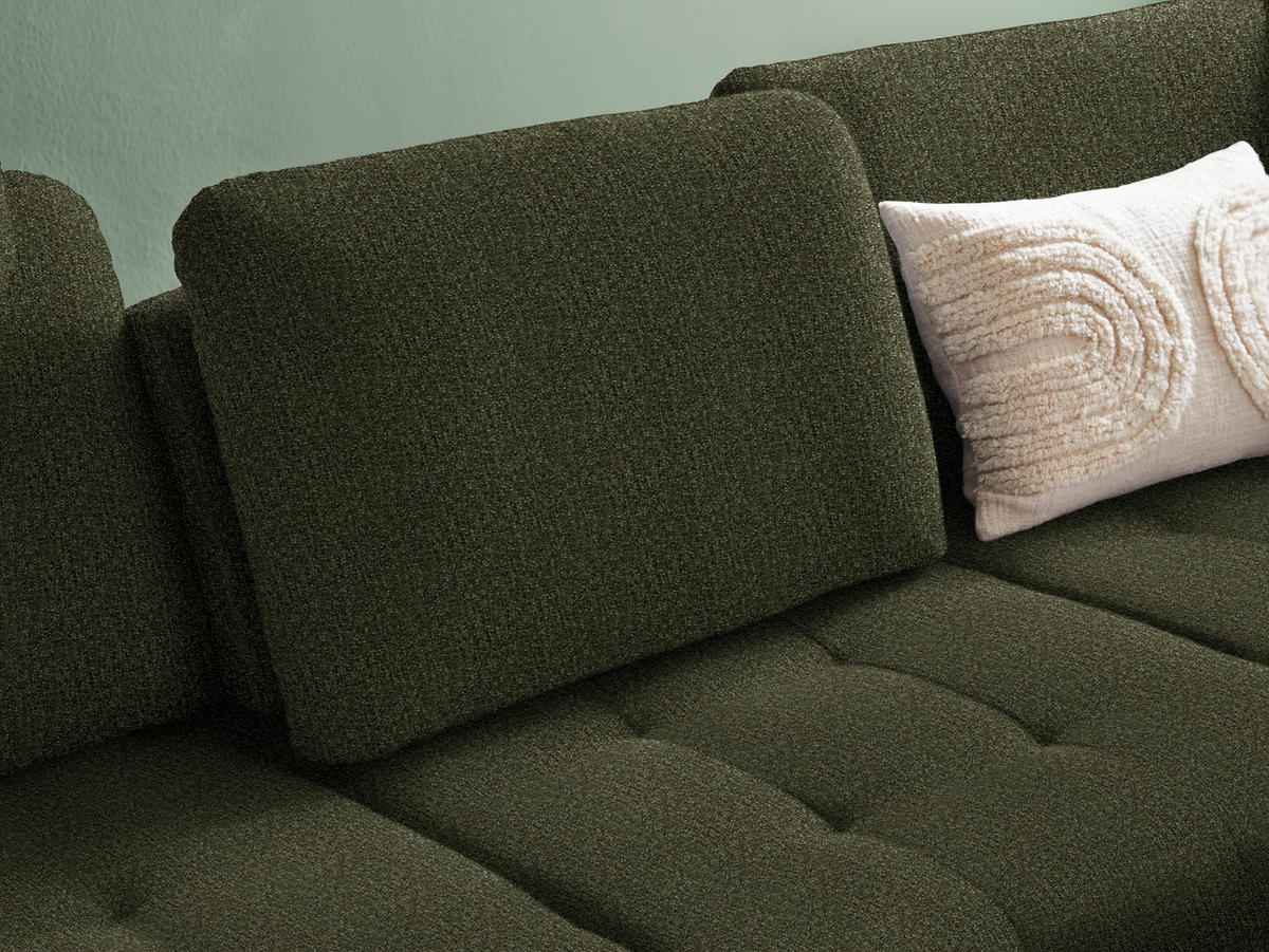 ECKSOFA in Struktur Olivgrün  - Schwarz/Olivgrün, Natur, Textil/Metall (288/233cm) - Valnatura