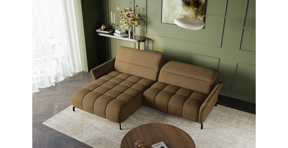 ECKSOFA Olivgrün Flachgewebe Rücken echt, Kopfteilverstellung, Sitztiefenverstellung  - Schwarz/Olivgrün, KONVENTIONELL, Textil/Metall (175/272cm) - Carryhome