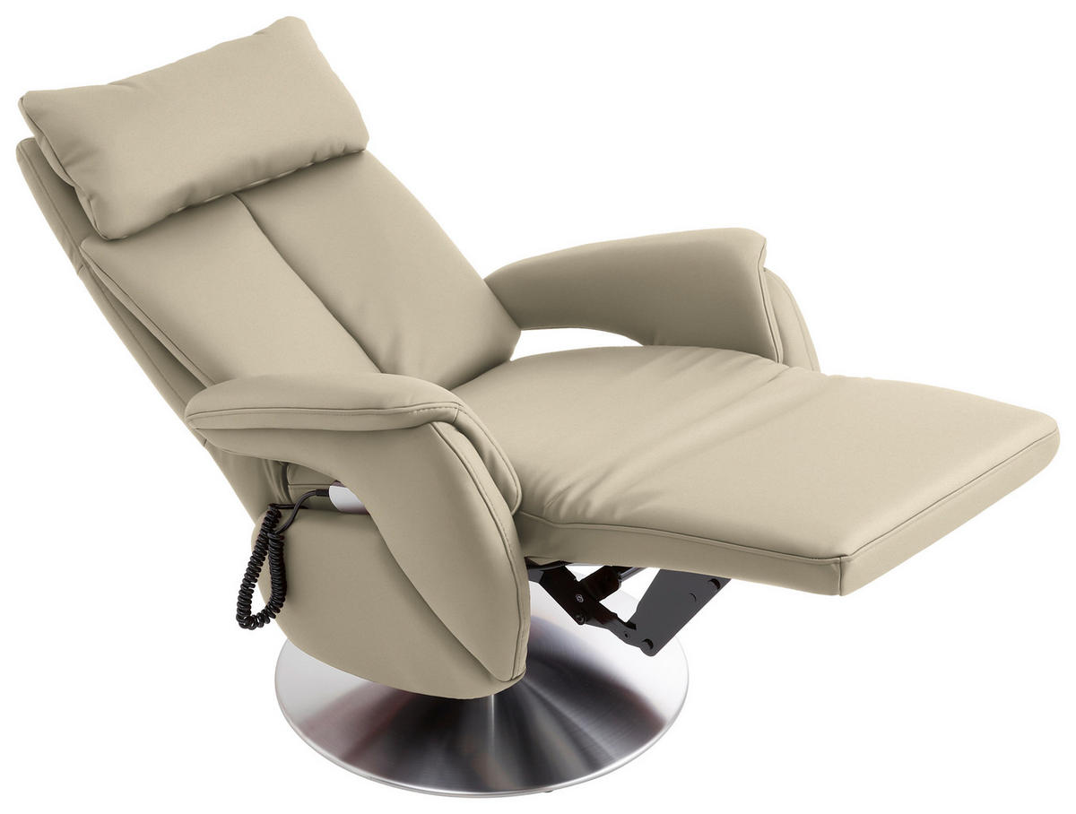 RELAXSESSEL in Leder Ecru  - Ecru/Edelstahlfarben, Konventionell, Leder/Metall (78/110/81cm) - Cantus