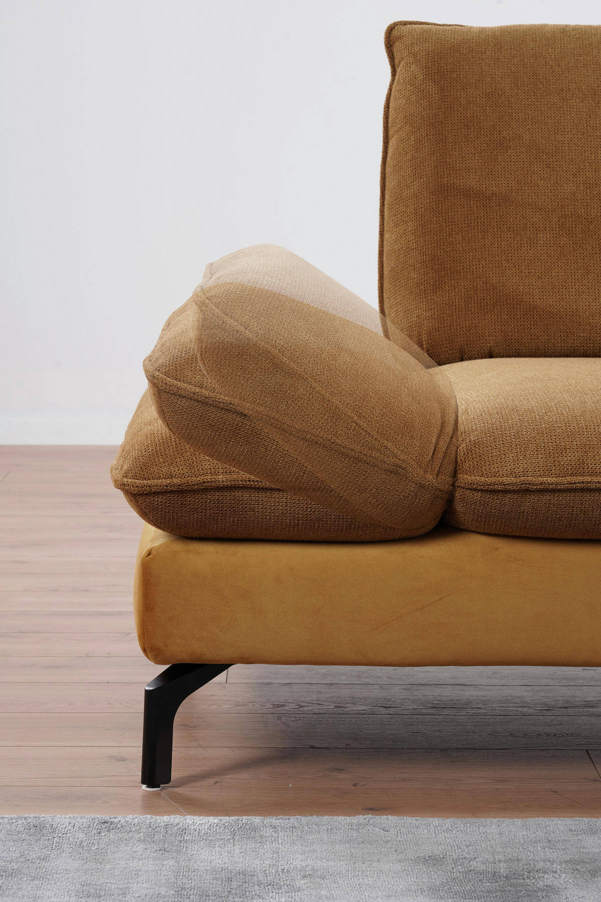 ECKSOFA in Flachgewebe Gelb, Goldfarben  - Gelb/Goldfarben, Design, Textil/Metall (176/304cm) - Moderano