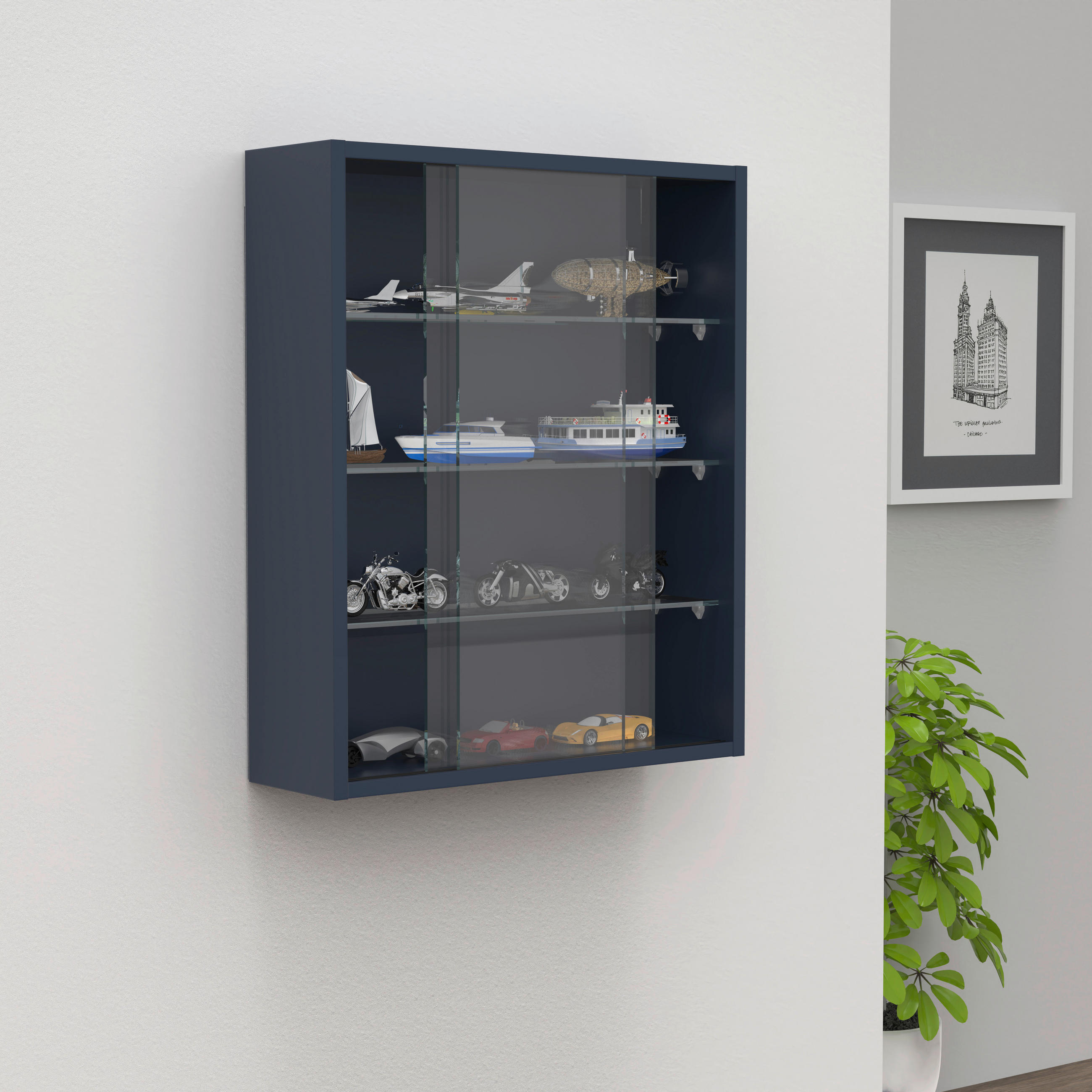 HÄNGEVITRINE in Anthrazit  - Anthrazit, Design, Glas/Holzwerkstoff (50/60/15cm) - MID.YOU