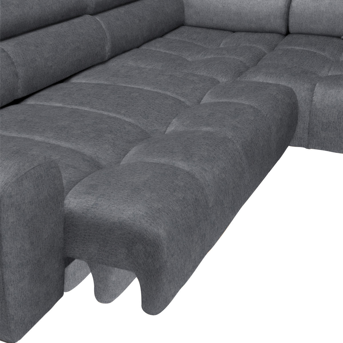 ECKSOFA in Samt, Webstoff Grau  - Schwarz/Grau, Design, Textil/Metall (270/177cm) - Welnova