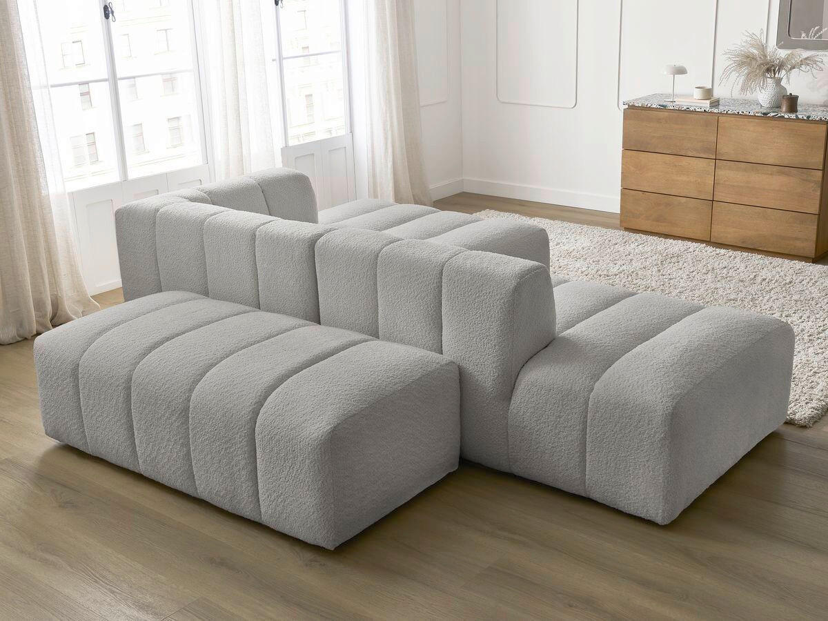 ECKSOFA  ANNECY Hellgrau Bouclé  - Hellgrau/Schwarz, MODERN, Kunststoff/Textil (262/170cm)