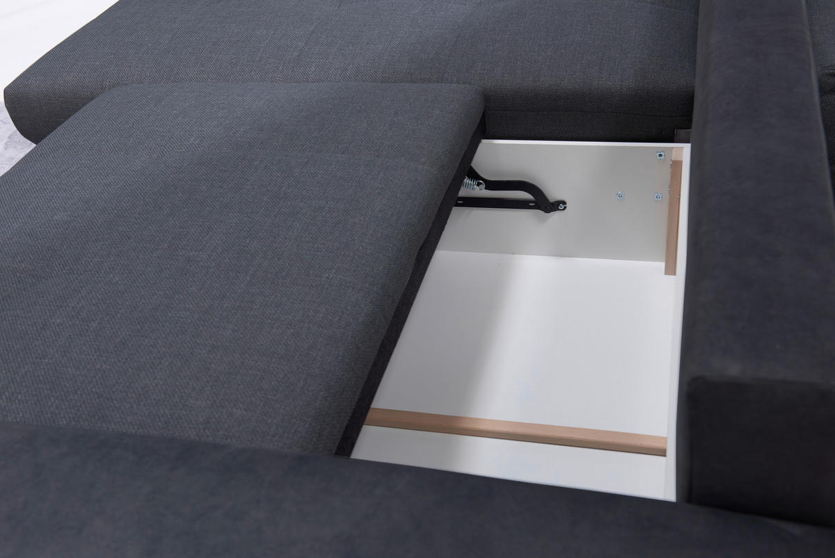 ECKSOFA in Struktur Anthrazit  177/269 cm  - Chromfarben/Anthrazit, Design, Textil/Metall (177/269cm) - Livetastic