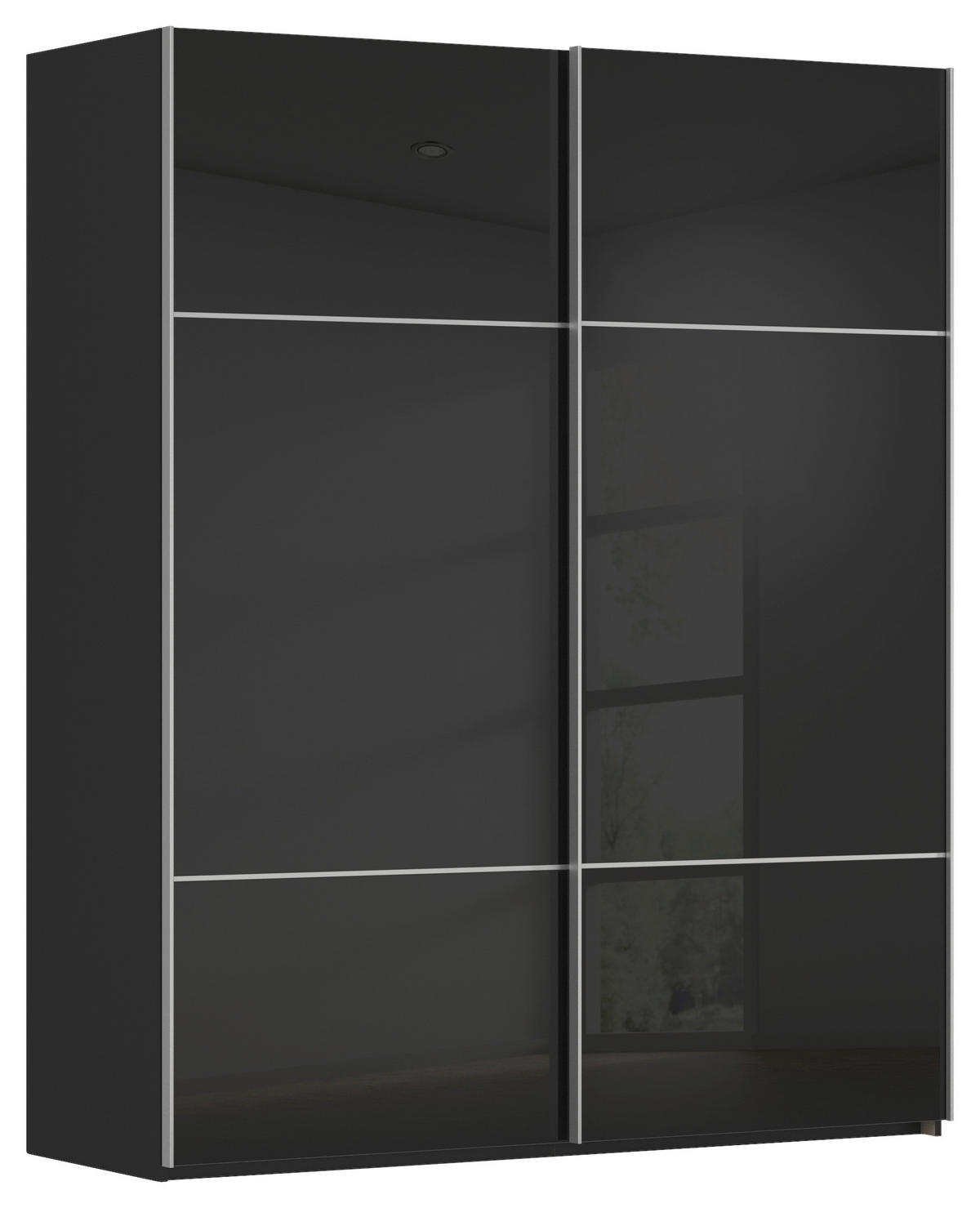 SCHWEBETÜRENSCHRANK in Schwarz  - Alufarben/Schwarz, Konventionell, Glas/Holzwerkstoff (162/223/68cm) - Novel