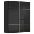 SCHWEBETÜRENSCHRANK 162/223/68 cm 2-türig Schwarz  - Alufarben/Schwarz, KONVENTIONELL, Glas/Holzwerkstoff (162/223/68cm) - Novel