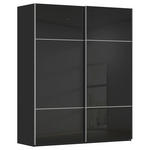 SCHWEBETÜRENSCHRANK 162/223/68 cm 2-türig Schwarz  - Alufarben/Schwarz, KONVENTIONELL, Glas/Holzwerkstoff (162/223/68cm) - Novel