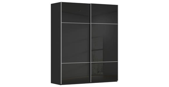 SCHWEBETÜRENSCHRANK 162/223/68 cm 2-türig Schwarz - Alufarben/Schwarz, KONVENTIONELL, Glas/Holzwerkstoff (162/223/68cm) - Novel