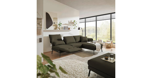 ECKSOFA  in Flachgewebe Dunkelgrün  255-365/175-224 cm  - Dunkelgrün/Schwarz, Design, Textil/Metall (255-365/175-224cm) - Dieter Knoll