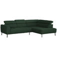 ECKSOFA in Struktur Grün  280/205 cm  - Schwarz/Grün, Design, Textil/Metall (280/205cm) - Xora