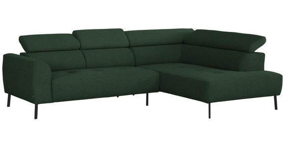 ECKSOFA in Struktur Grün  280/205 cm  - Schwarz/Grün, Design, Textil/Metall (280/205cm) - Xora