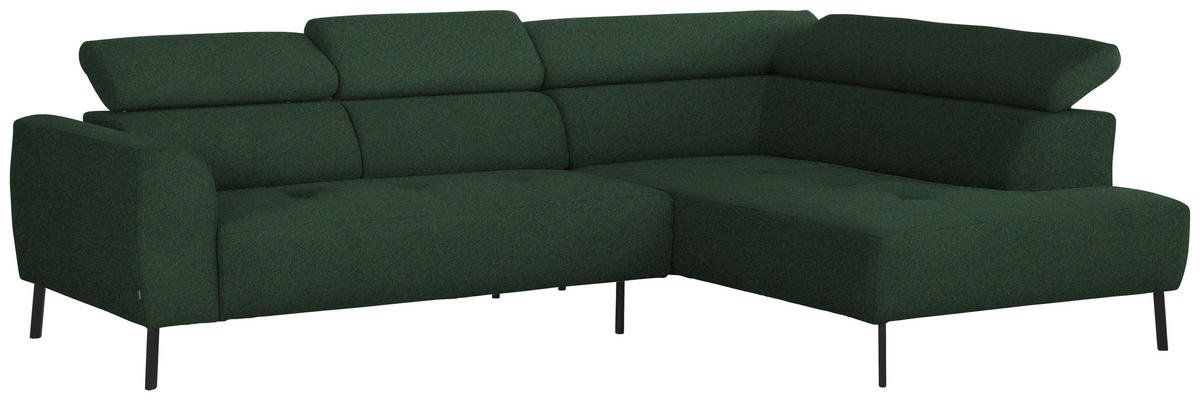 ECKSOFA in Struktur Grün  280/205 cm  - Schwarz/Grün, Design, Textil/Metall (280/205cm) - Xora