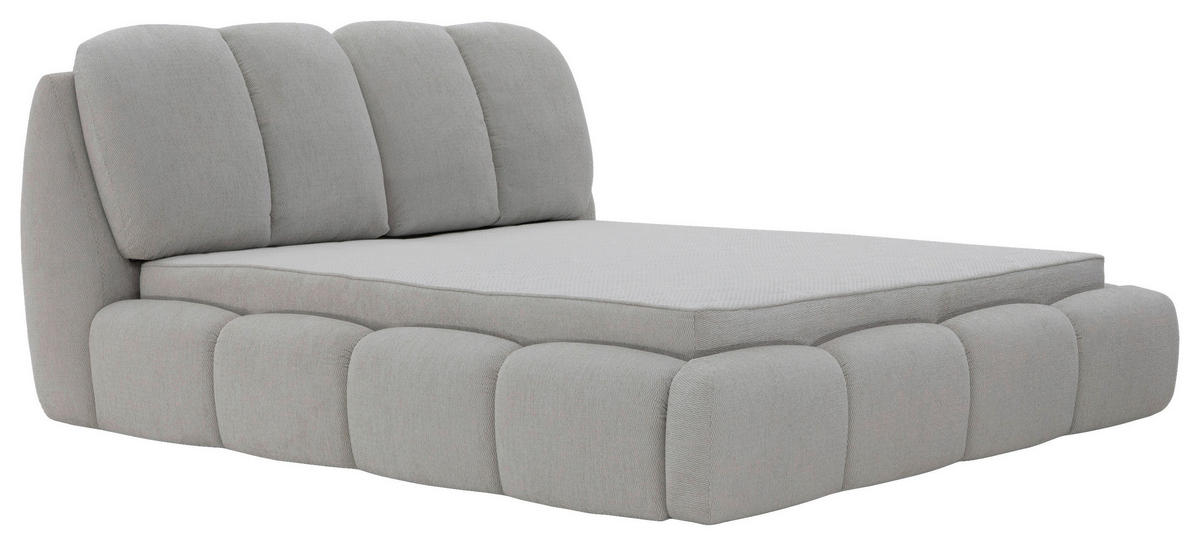 POLSTERBETT 180/200 cm,  in Silberfarben, gepolstertes Kopfteil, Lattenrost, Bettkasten,  - Silberfarben/Schwarz, Design, Holz/Kunststoff (180/200cm) - Chameo