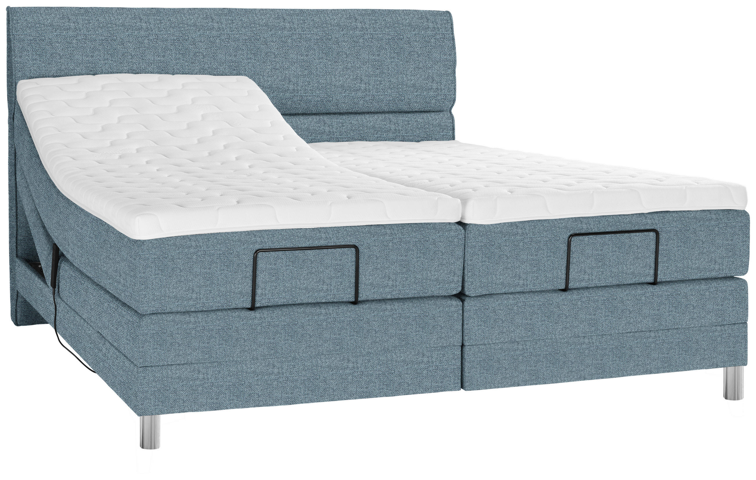BOXSPRINGBETT 180/200 cm  in Blau  - Chromfarben/Blau, Konventionell, Kunststoff/Textil (180/200cm) - Voleo