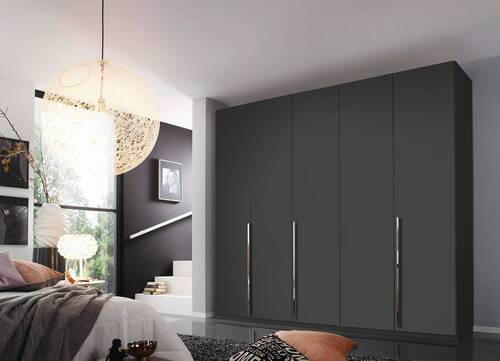 DREHTÜRENSCHRANK 251/223/60 cm 5-türig Graphitfarben  - Chromfarben/Graphitfarben, Design, Holzwerkstoff/Metall (251/223/60cm) - home24