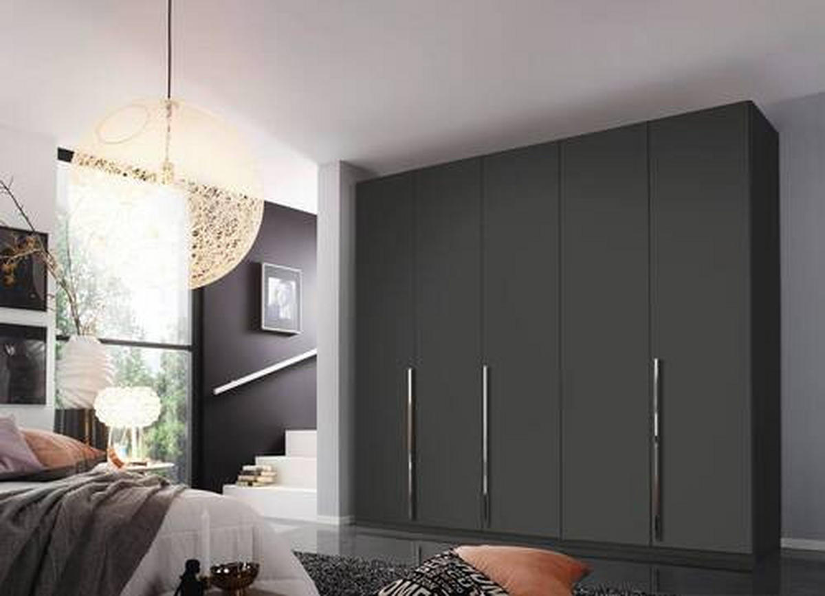 DREHTÜRENSCHRANK in Graphitfarben  - Chromfarben/Graphitfarben, Design, Holzwerkstoff/Metall (251/223/60cm) - home24