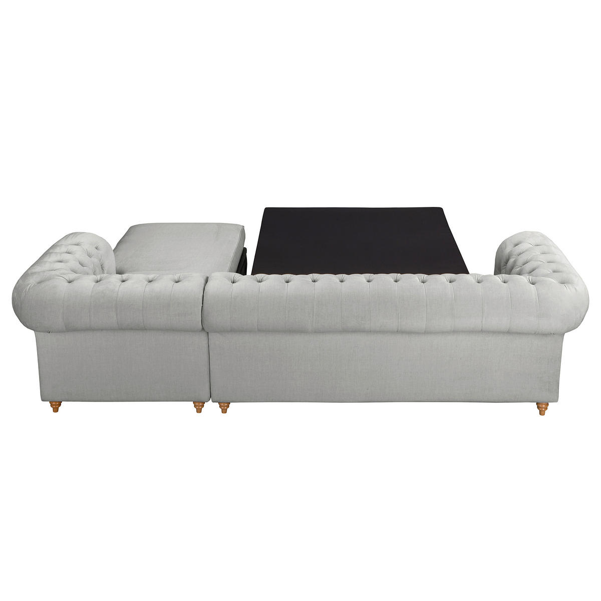 ECKSOFA Mikrofaser Hellgrau  - Creme/Hellgrau, Design, Holz/Textil (284/182cm) - P & B