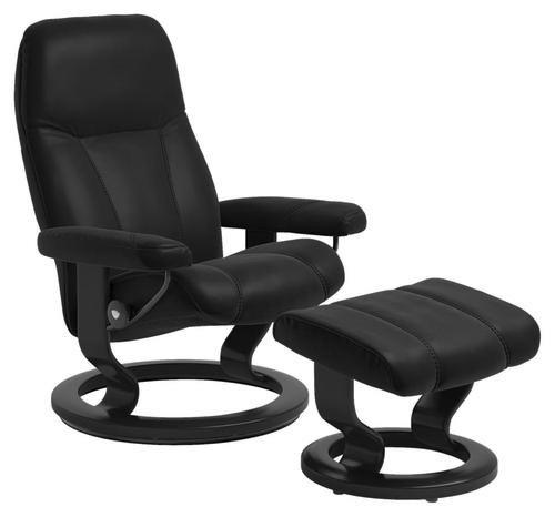 RELAXSESSELSET in Leder Schwarz  - Schwarz, Natur, Leder/Holz (75/100/71cm) - Stressless