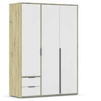 DREHTÜRENSCHRANK in Weiss, Eiche Artisan  - Weiss/Eiche Artisan, Basics, Holzwerkstoff/Metall (140/194/53cm) - Boxxx