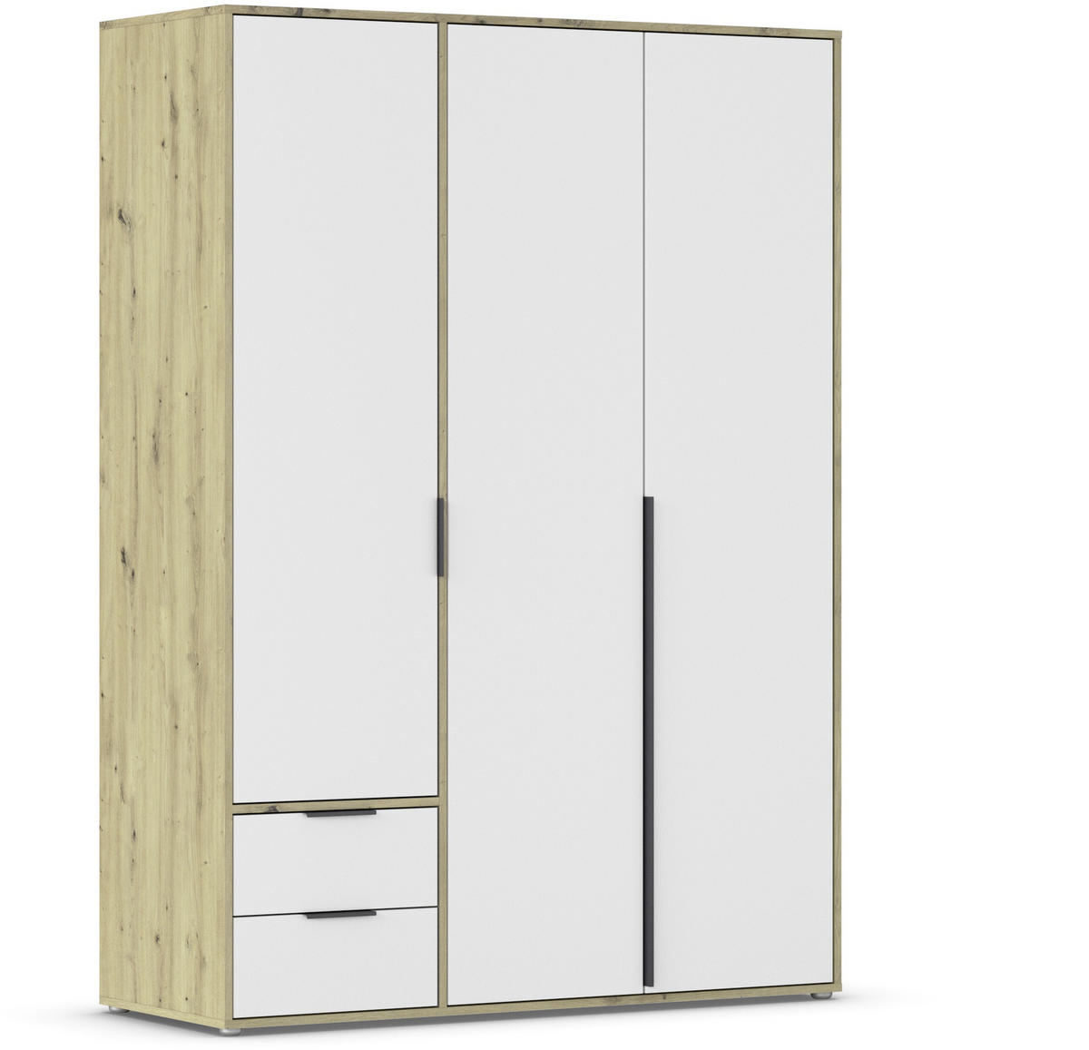 DREHTÜRENSCHRANK in Weiss, Eiche Artisan  - Weiss/Eiche Artisan, Basics, Holzwerkstoff/Metall (140/194/53cm) - Boxxx