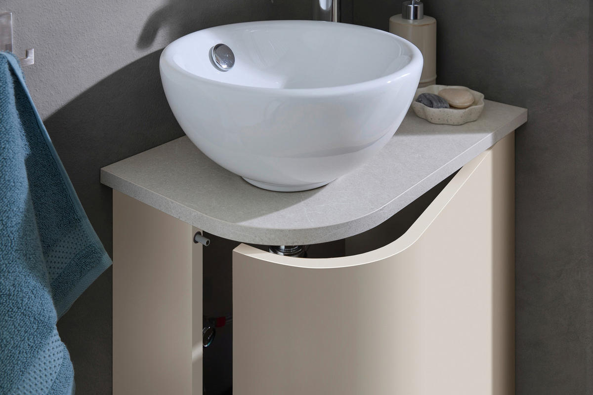 WASCHTISCHKOMBI 50,3 cm  - Kaschmir/Weiß, Natur, Keramik/Holzwerkstoff (50,3cm) - Sadena