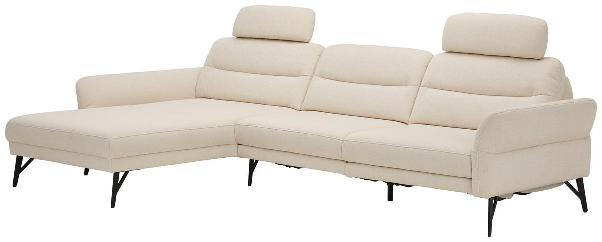 ECKSOFA Flachgewebe Creme  - Anthrazit/Creme, Design, Textil/Metall (195/328cm) - Johann Jakob