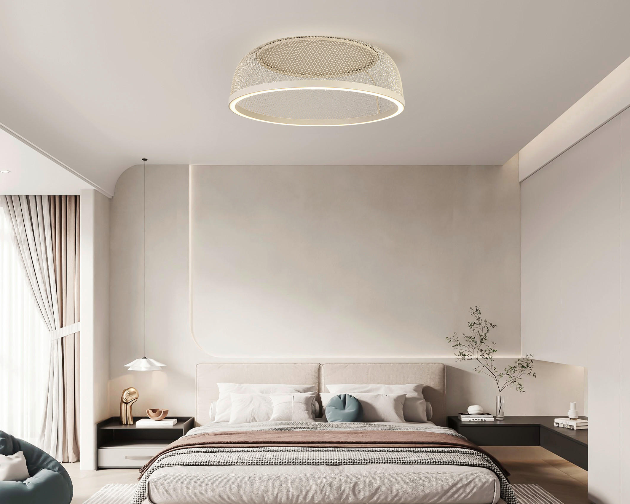 LED-DECKENLEUCHTE 50 W  60,5/23,5 cm    - Sandfarben, Design, Kunststoff/Metall (60,5/23,5cm) - Novel