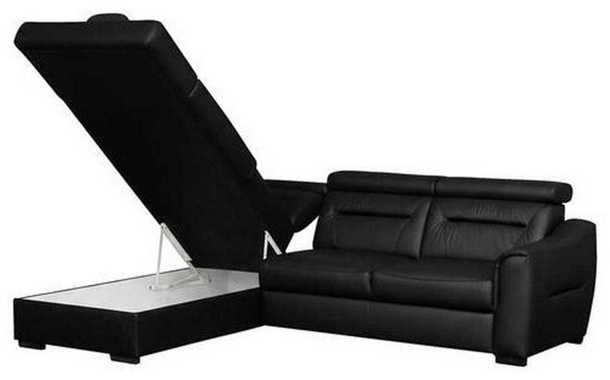 ECKSOFA Lederlook Echtleder Schwarz  - Wengefarben/Schwarz, Design, Leder/Holz (212/260cm) - Celina Home