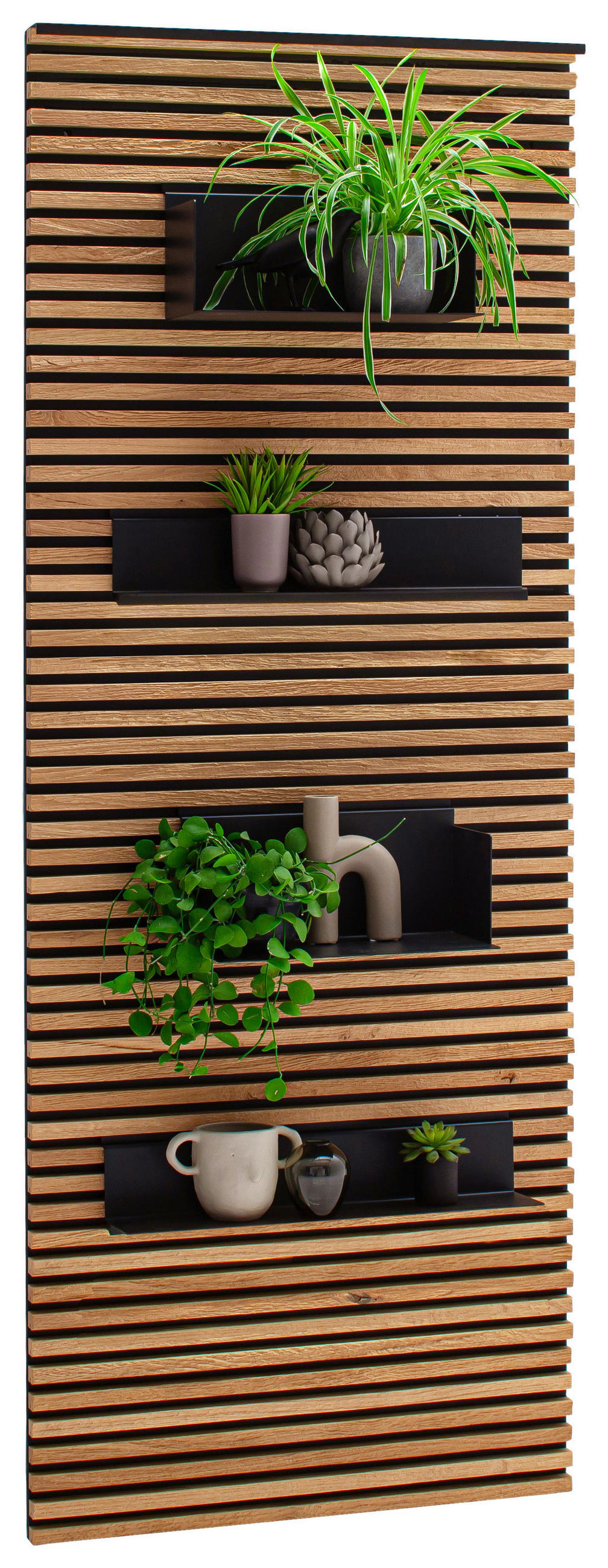 WANDPANEEL Kerneiche massiv Anthrazit, Eichefarben  - Eichefarben/Anthrazit, Design, Holz/Metall (77/200/26cm) - Schöner Wohnen