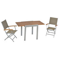 BALKONSET  - Beige/Silberfarben, MODERN, Holz/Kunststoff - Gardenson