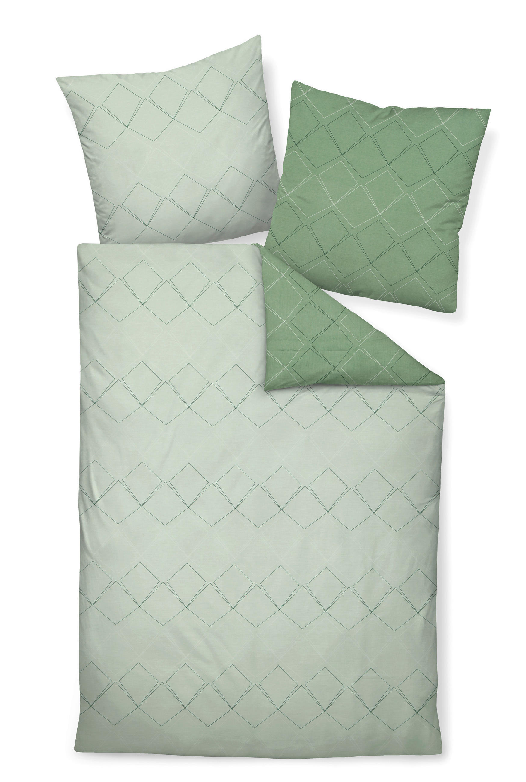 WENDEBETTWÄSCHE J.D. Makosatin 155/220 cm  - Jadegrün/Hellgrün, Design, Textil (155/220cm) - Janine